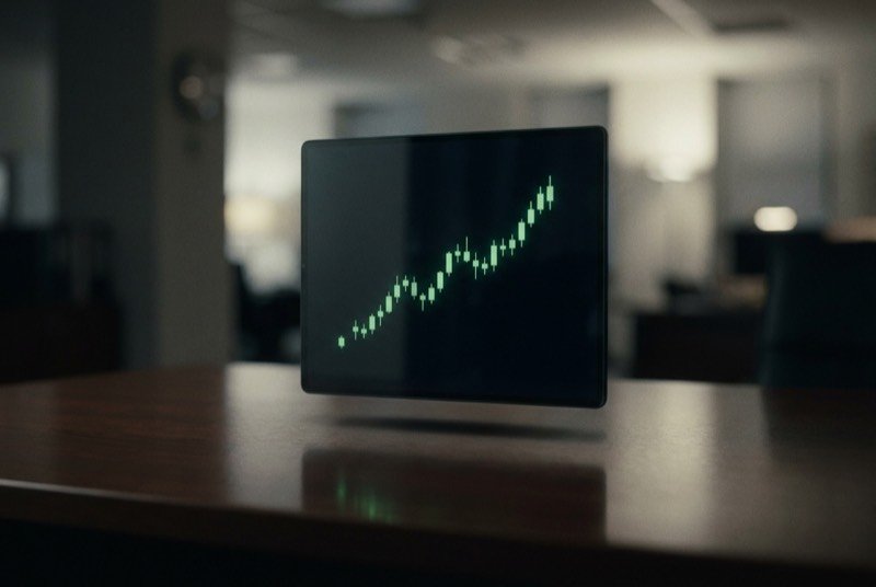 A trading screen with a rising chart